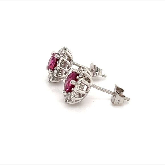 Diamond Rubellite Tourmaline Earrings 14k Gold 1.36 TCW Certified $3,950 211348 - Picture 13 of 14